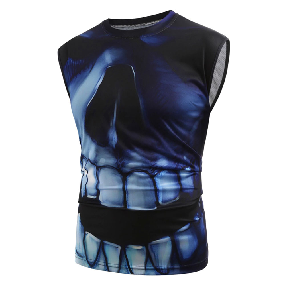 Men Basic Black Blue Mesh Tank Tops