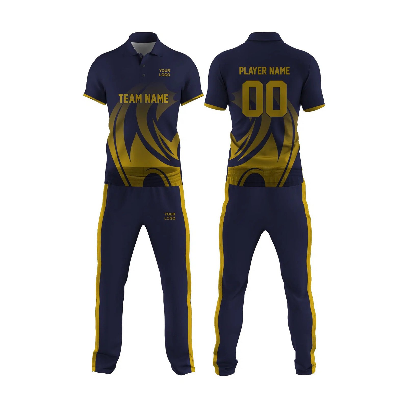 Navy Blue and Yellow Cricket Uniform