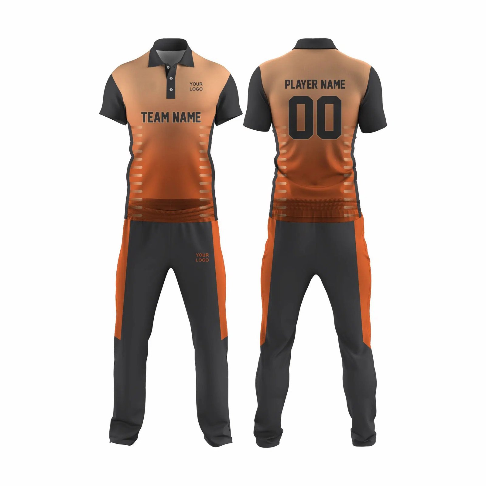 Orange and Grey Cricket Uniform