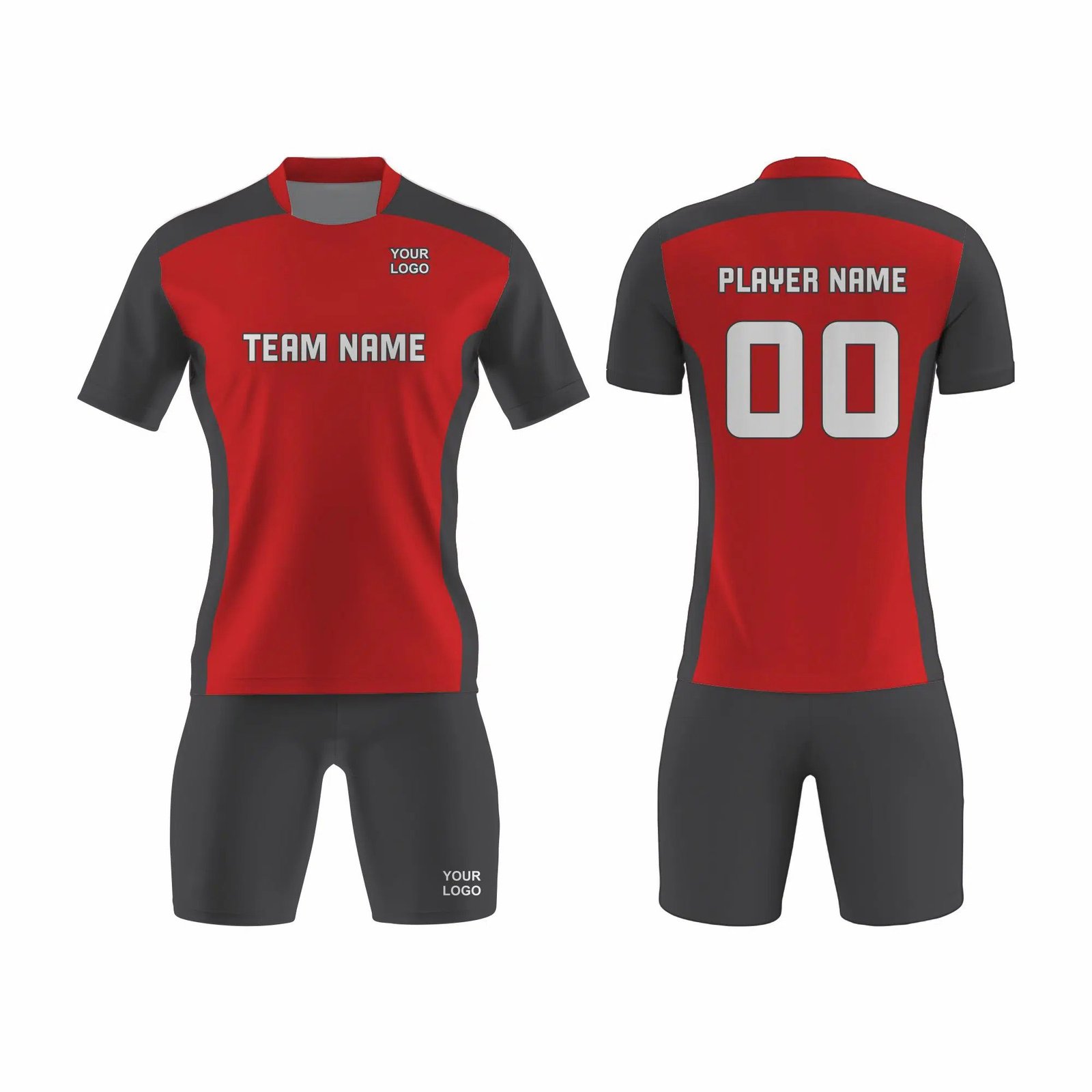 Red and Dark Grey Tennis Uniform