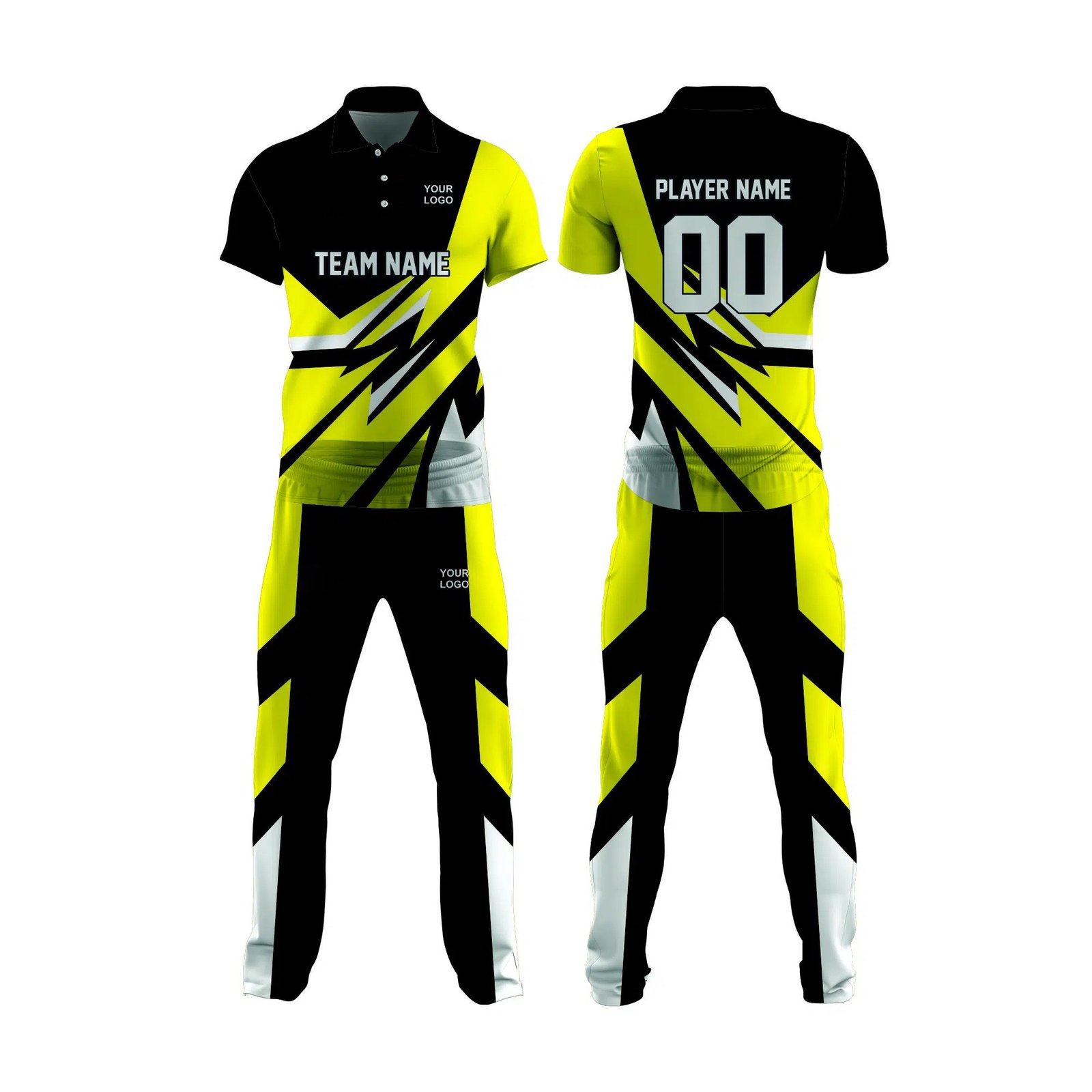 Yellow and Black Cricket Uniform
