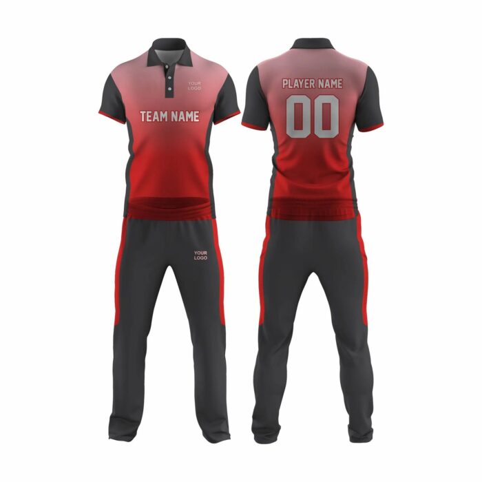 Red and Grey Cricket Uniform